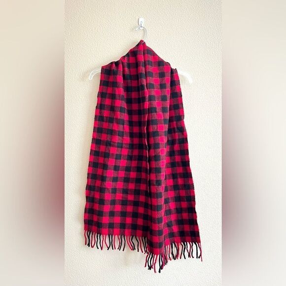 GAP 100% Lambswool Plaid Fringe Scarf - Picture 1 of 3